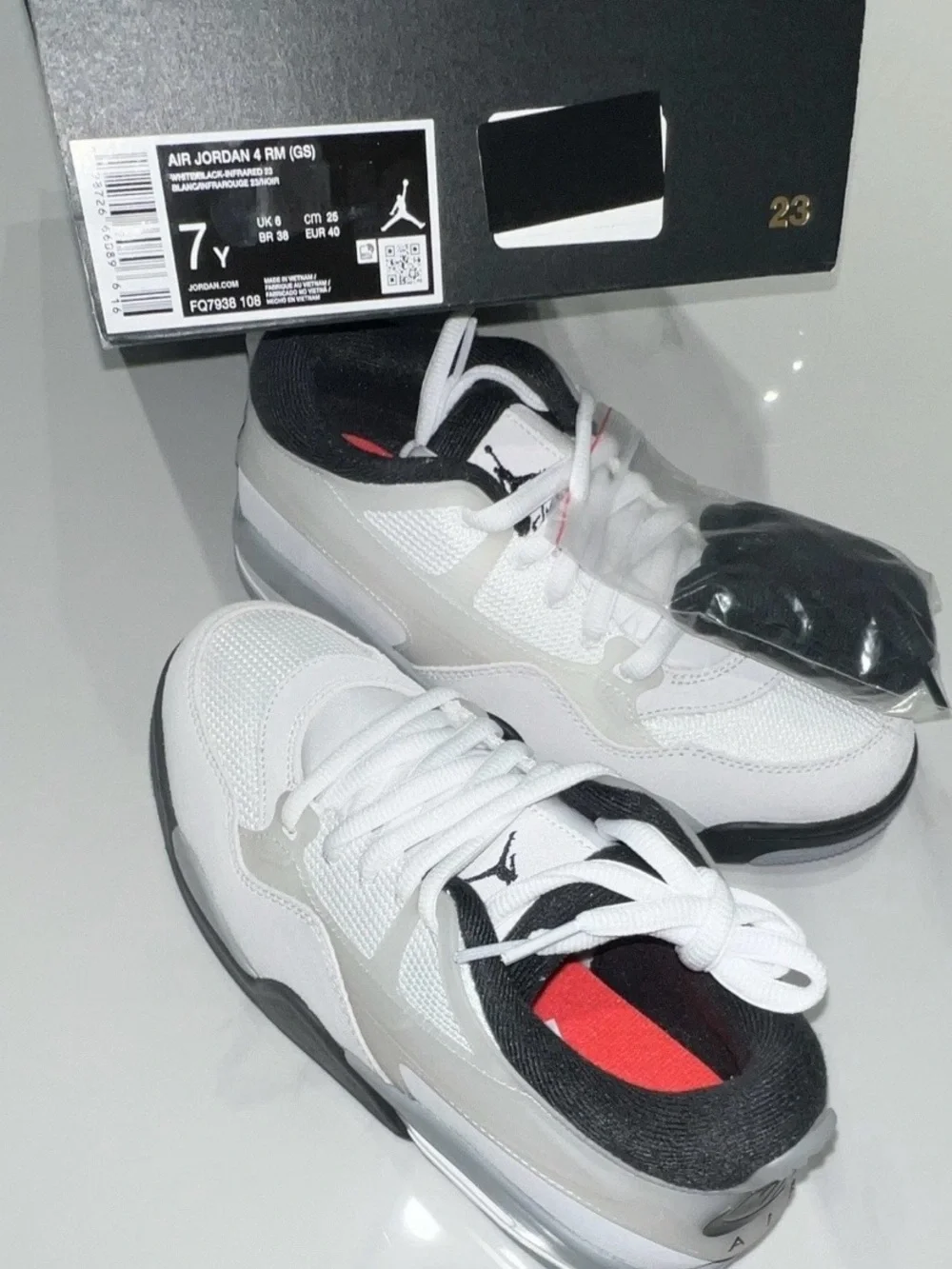 Jordan Air Jordan 4 RM (GS) White Black Red Youth Sneakers